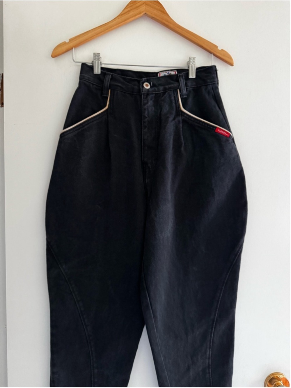 Vintage Black Tapered High Rise Pants Minimalist Workwear - Picture 4 of 13